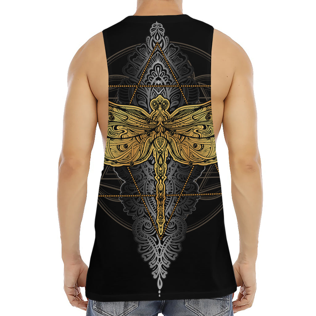 Boho Spiritual Dragonfly Print Men's Muscle Tank Top