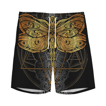 Boho Spiritual Dragonfly Print Men's Sports Shorts