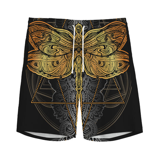 Boho Spiritual Dragonfly Print Men's Sports Shorts
