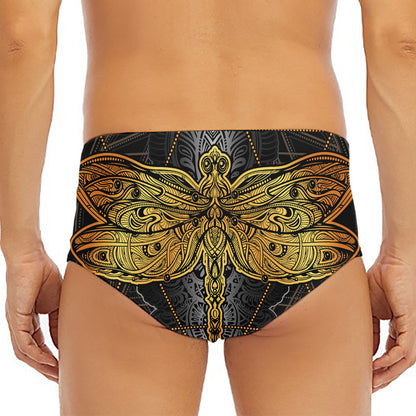 Boho Spiritual Dragonfly Print Men's Triangle Swim Briefs