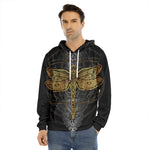 Boho Spiritual Dragonfly Print Men's Velvet Pullover Hoodie