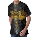 Boho Spiritual Dragonfly Print Men's Velvet T-Shirt