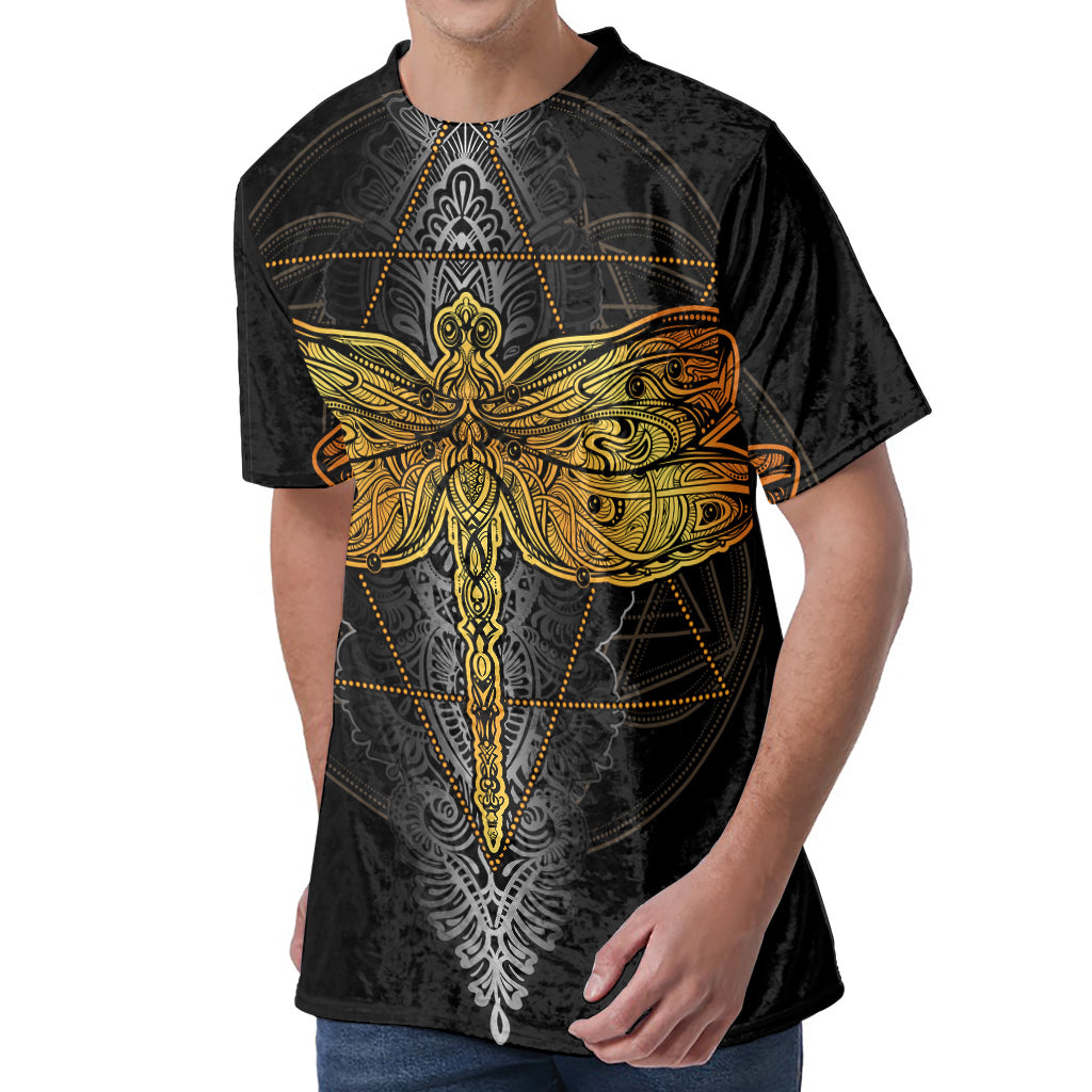 Boho Spiritual Dragonfly Print Men's Velvet T-Shirt