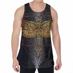 Boho Spiritual Dragonfly Print Men's Velvet Tank Top