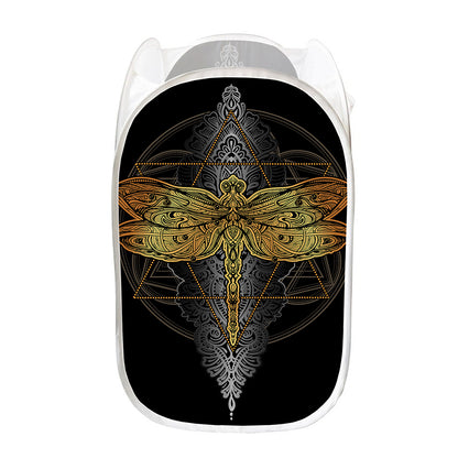 Boho Spiritual Dragonfly Print Mesh Laundry Hamper