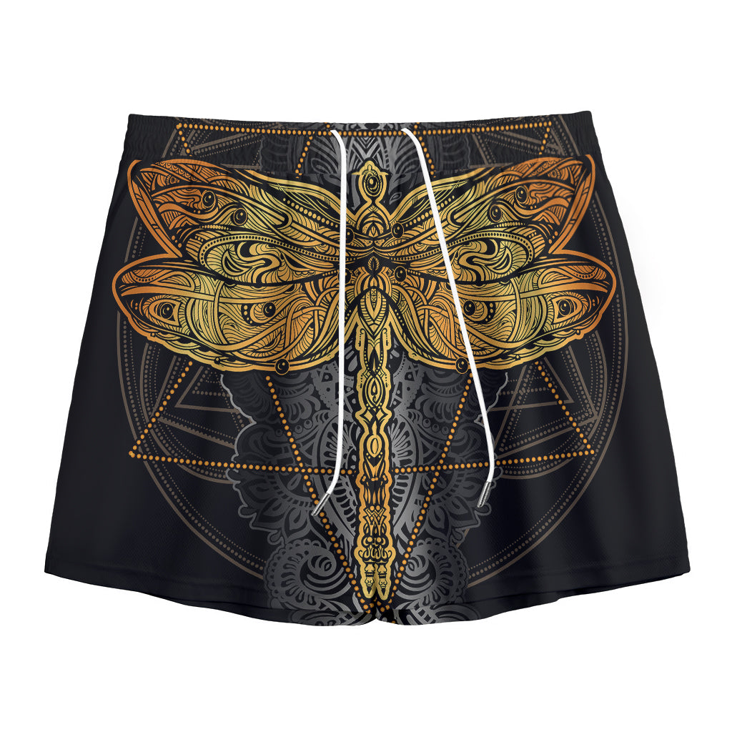 Boho Spiritual Dragonfly Print Mesh Shorts