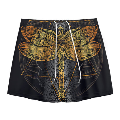 Boho Spiritual Dragonfly Print Mesh Shorts