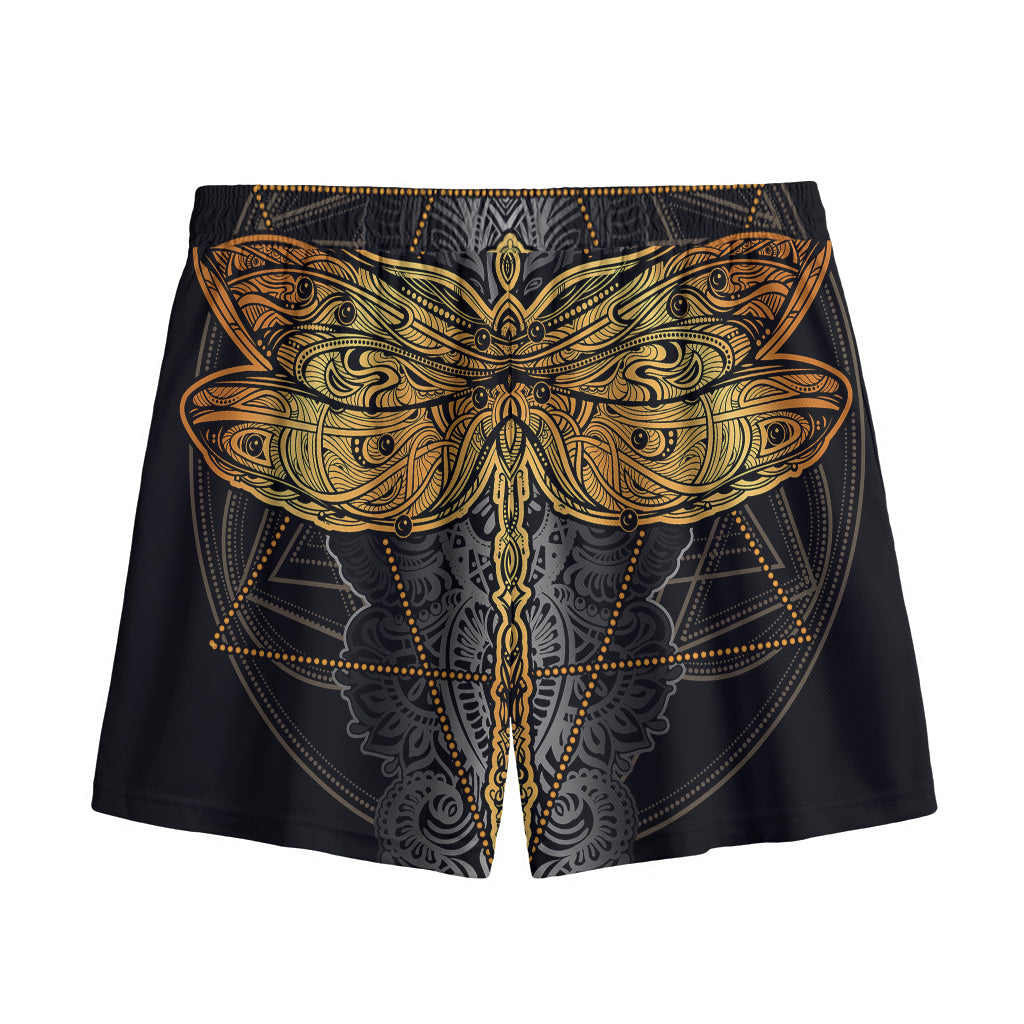 Boho Spiritual Dragonfly Print Mesh Shorts