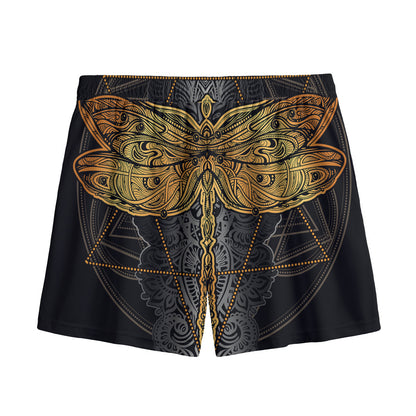Boho Spiritual Dragonfly Print Mesh Shorts
