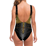 Boho Spiritual Dragonfly Print One Piece Swimsuit
