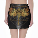 Boho Spiritual Dragonfly Print Pencil Mini Skirt