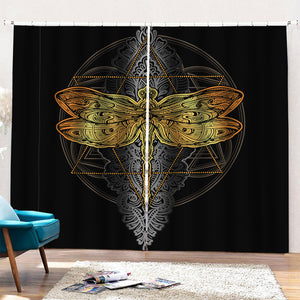 Boho Spiritual Dragonfly Print Pencil Pleat Curtains