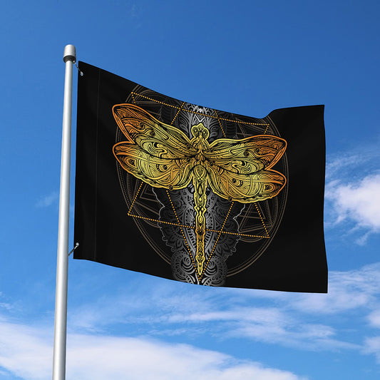Boho Spiritual Dragonfly Print Polyester Flag