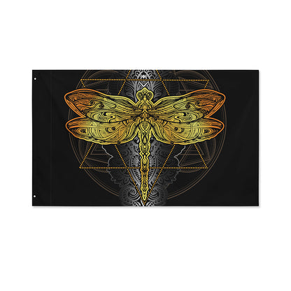 Boho Spiritual Dragonfly Print Polyester Flag