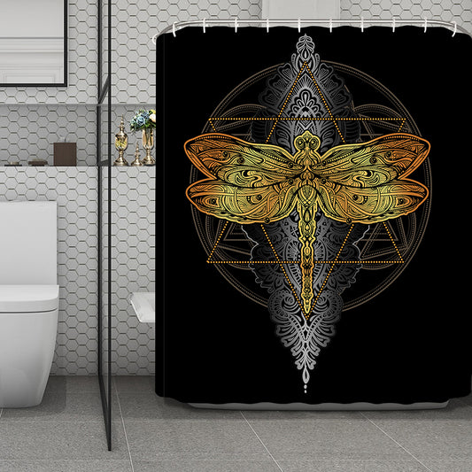 Boho Spiritual Dragonfly Print Polyester Shower Curtain