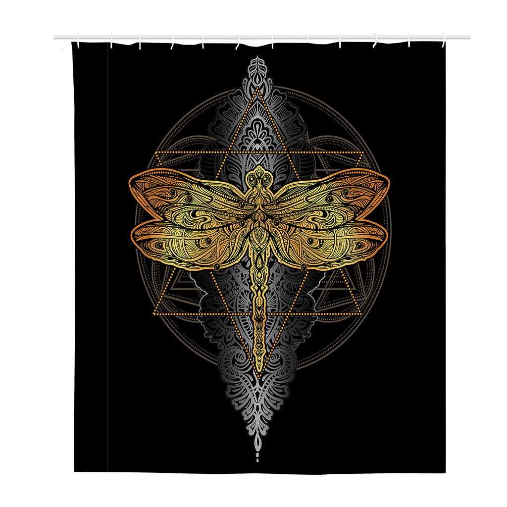 Boho Spiritual Dragonfly Print Polyester Shower Curtain