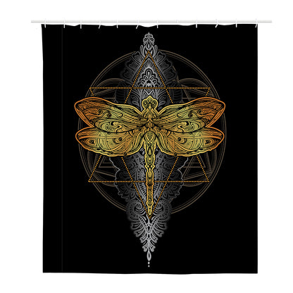 Boho Spiritual Dragonfly Print Polyester Shower Curtain