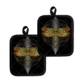 Boho Spiritual Dragonfly Print Pot Holders