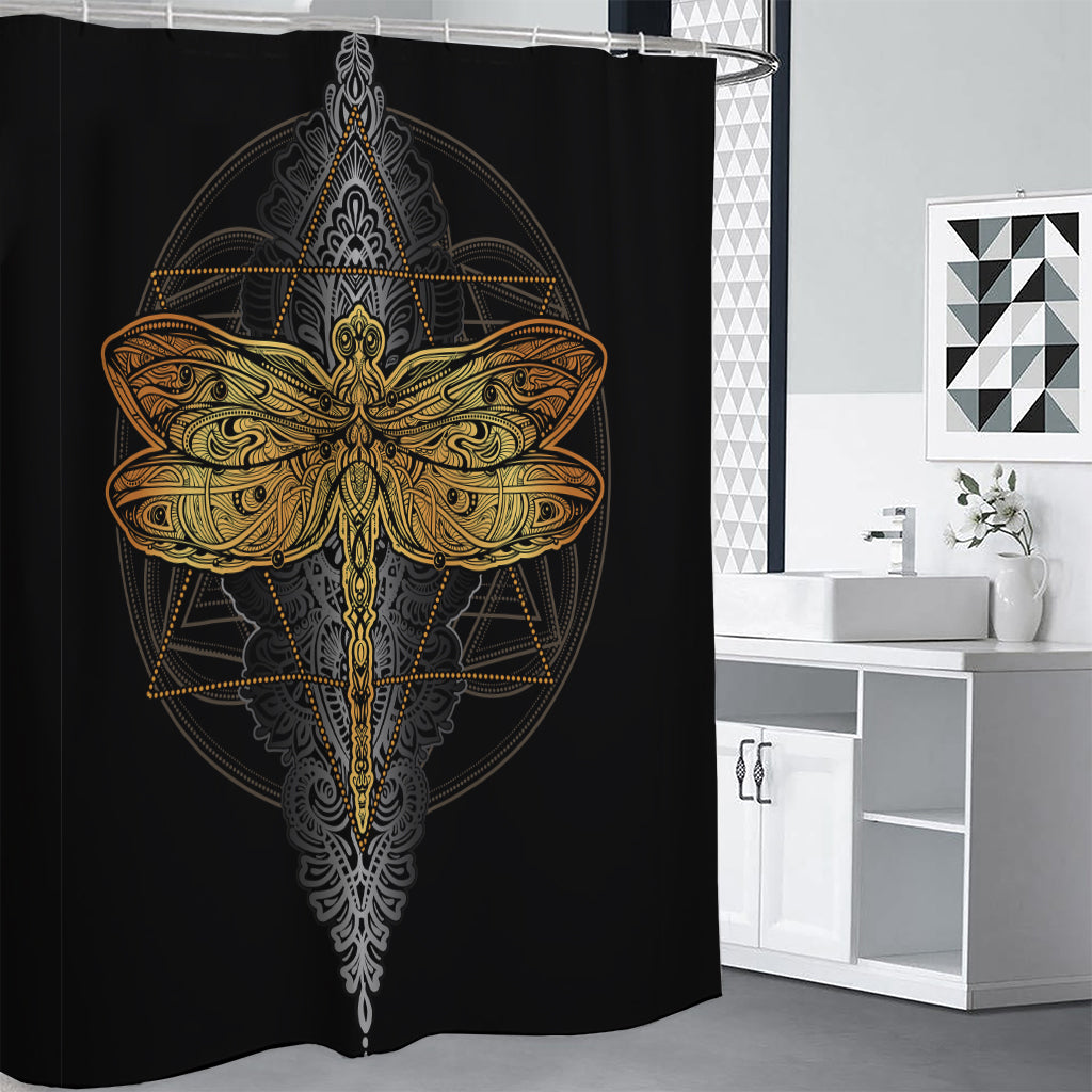 Boho Spiritual Dragonfly Print Premium Shower Curtain