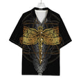 Boho Spiritual Dragonfly Print Rayon Hawaiian Shirt