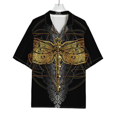Boho Spiritual Dragonfly Print Rayon Hawaiian Shirt