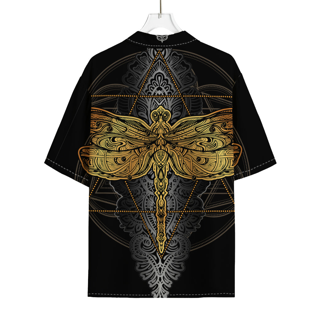 Boho Spiritual Dragonfly Print Rayon Hawaiian Shirt