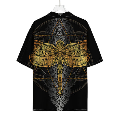 Boho Spiritual Dragonfly Print Rayon Hawaiian Shirt
