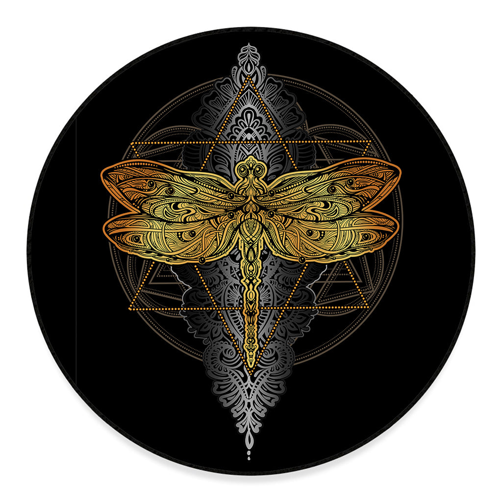 Boho Spiritual Dragonfly Print Round Floor Mat