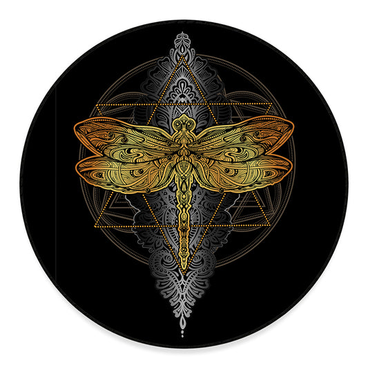 Boho Spiritual Dragonfly Print Round Floor Mat