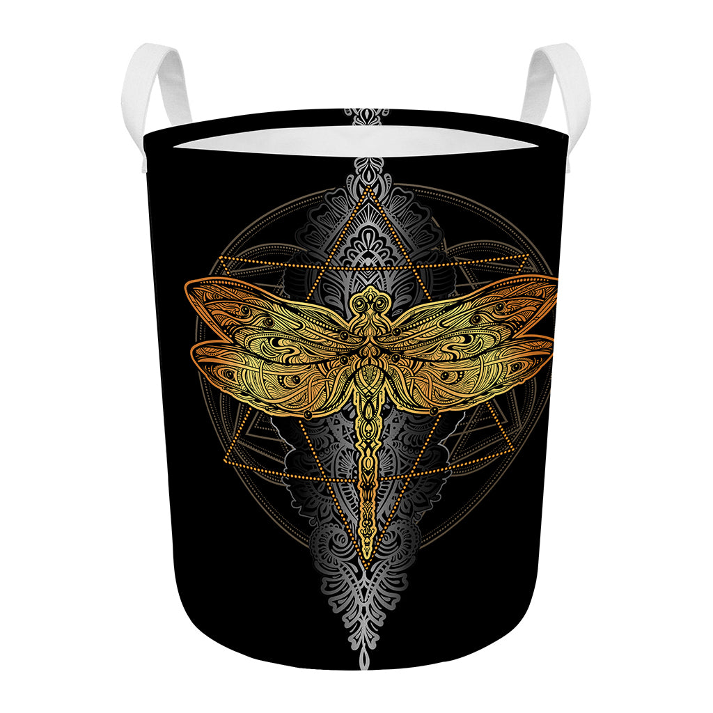 Boho Spiritual Dragonfly Print Round Laundry Basket