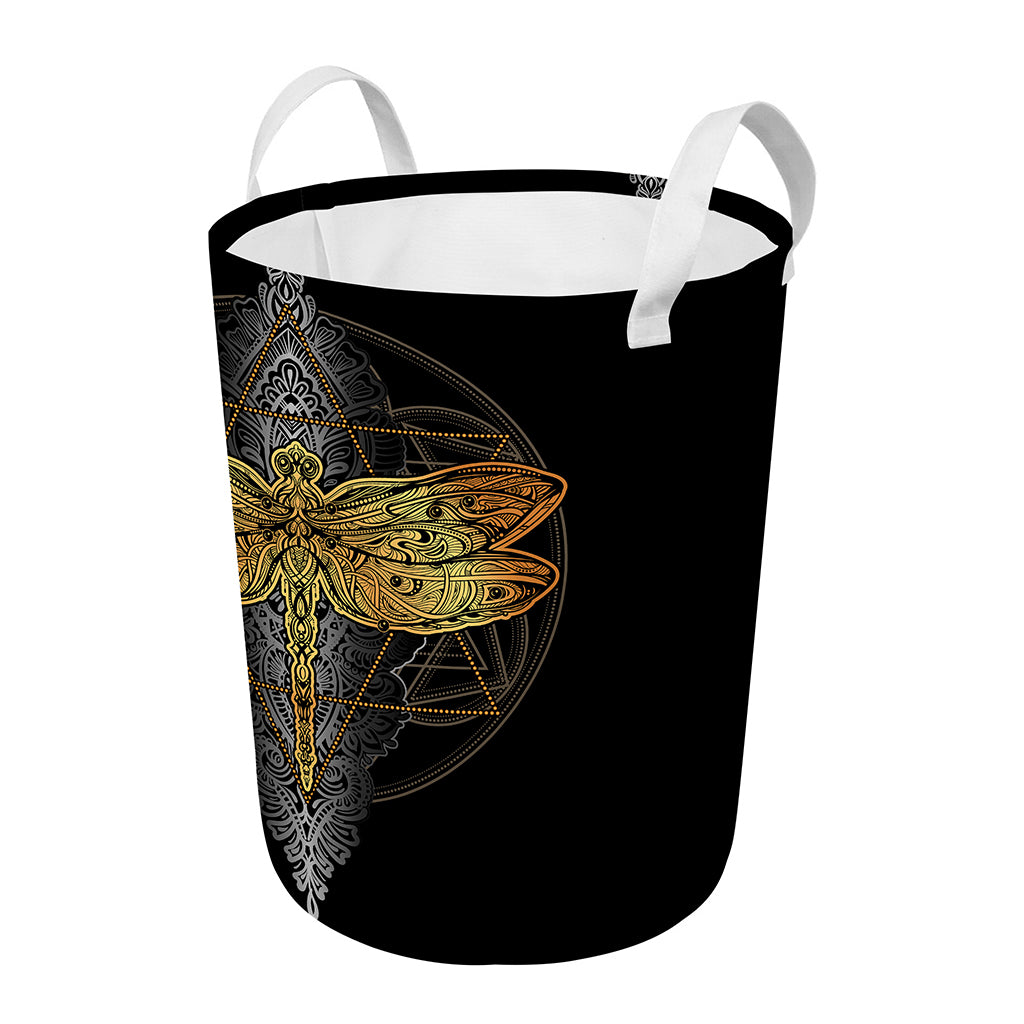 Boho Spiritual Dragonfly Print Round Laundry Basket