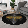 Boho Spiritual Dragonfly Print Round Rug