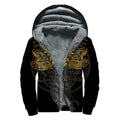 Boho Spiritual Dragonfly Print Sherpa Lined Zip Up Hoodie