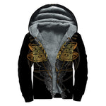 Boho Spiritual Dragonfly Print Sherpa Lined Zip Up Hoodie