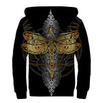 Boho Spiritual Dragonfly Print Sherpa Lined Zip Up Hoodie