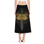Boho Spiritual Dragonfly Print Side Slit Midi Skirt