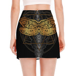 Boho Spiritual Dragonfly Print Side Slit Mini Skirt