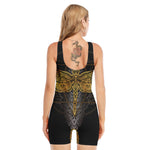 Boho Spiritual Dragonfly Print Sleeveless One Piece Swimsuit