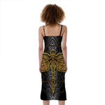 Boho Spiritual Dragonfly Print Slim Fit Midi Cami Dress