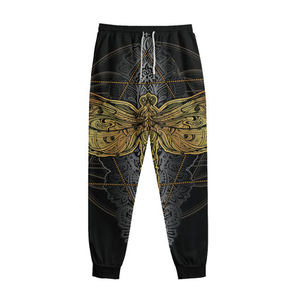 Boho Spiritual Dragonfly Print Sweatpants