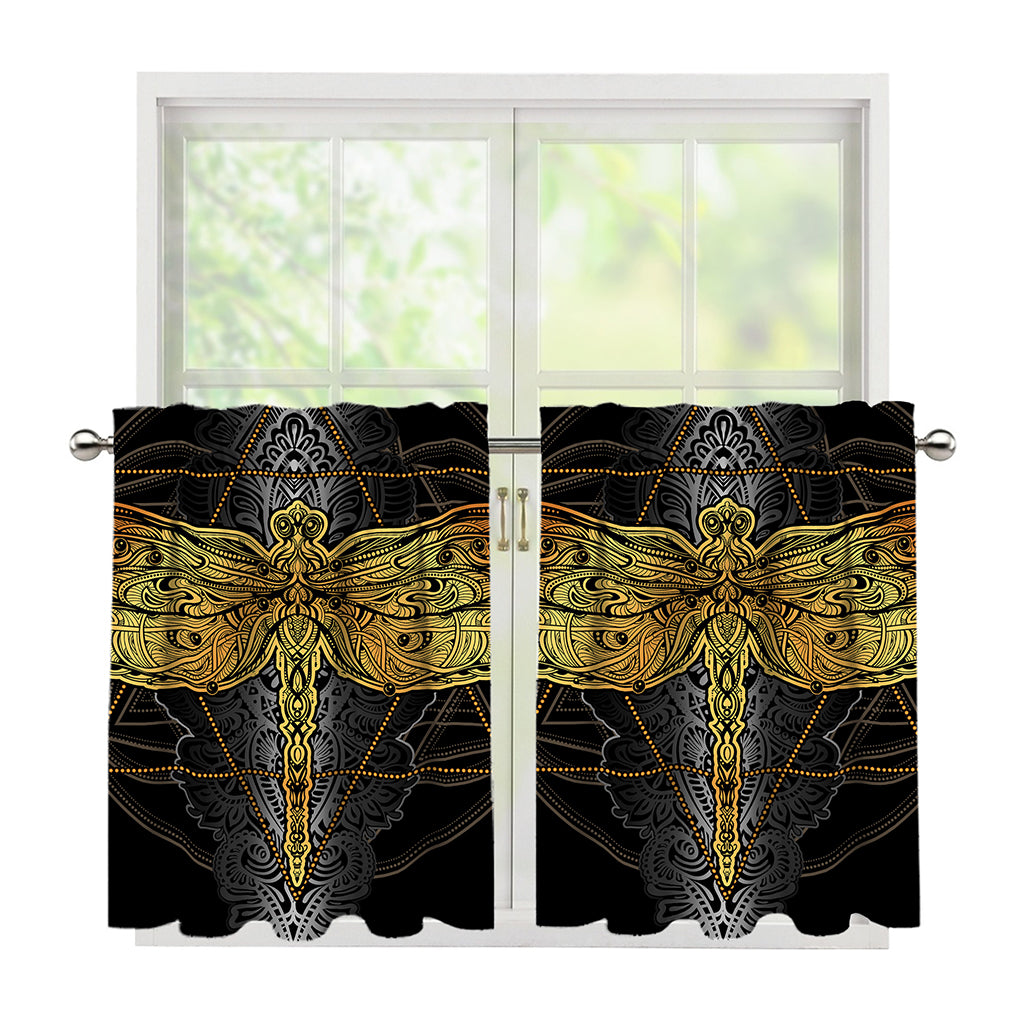 Boho Spiritual Dragonfly Print Tier Curtains