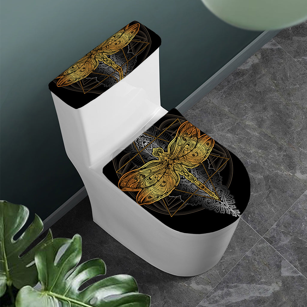 Boho Spiritual Dragonfly Print Toilet Lid And Tank Cover Set