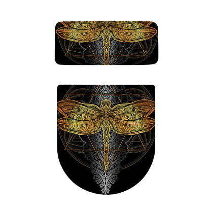 Boho Spiritual Dragonfly Print Toilet Lid And Tank Cover Set
