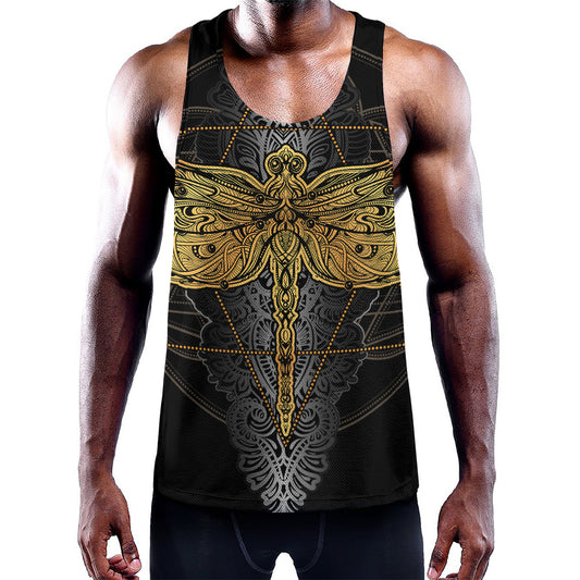 Boho Spiritual Dragonfly Print Training Tank Top