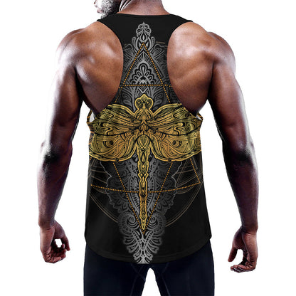Boho Spiritual Dragonfly Print Training Tank Top