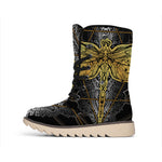 Boho Spiritual Dragonfly Print Winter Boots