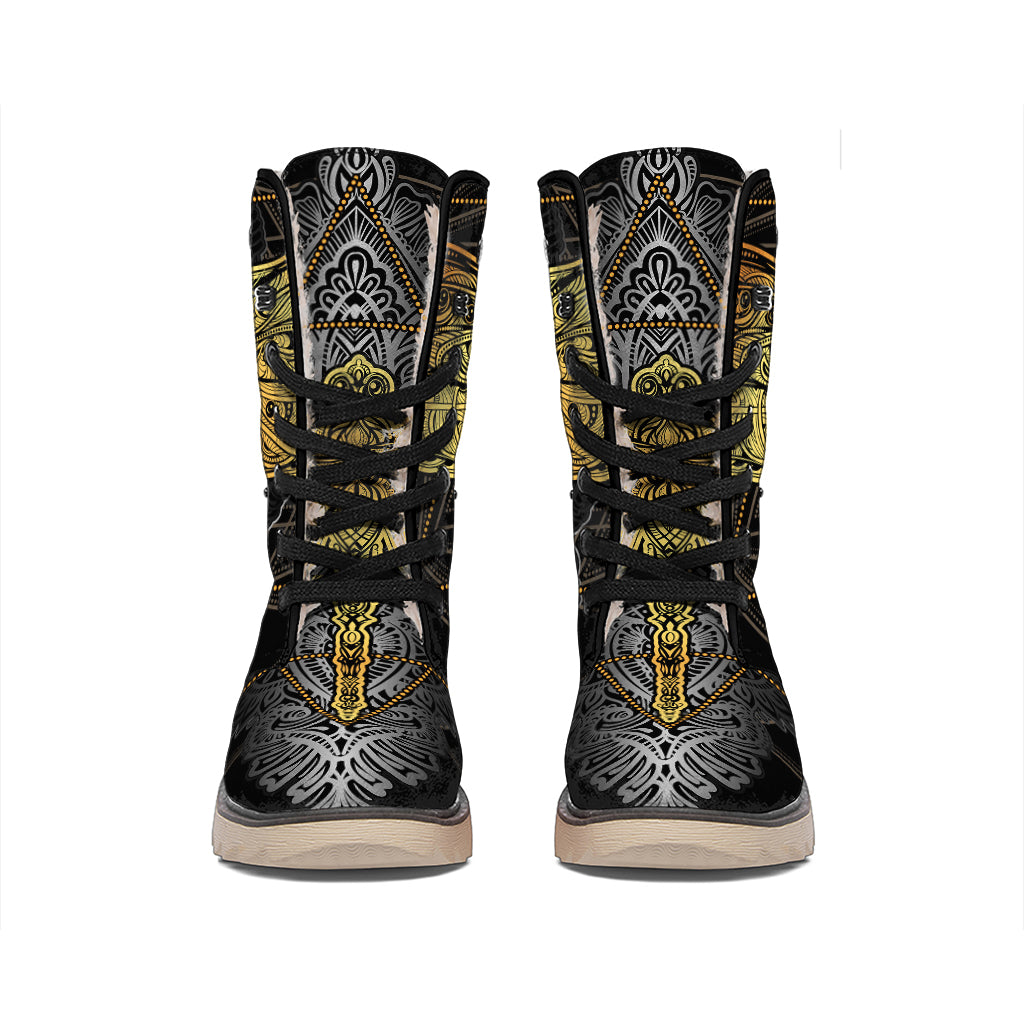 Boho Spiritual Dragonfly Print Winter Boots