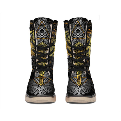 Boho Spiritual Dragonfly Print Winter Boots