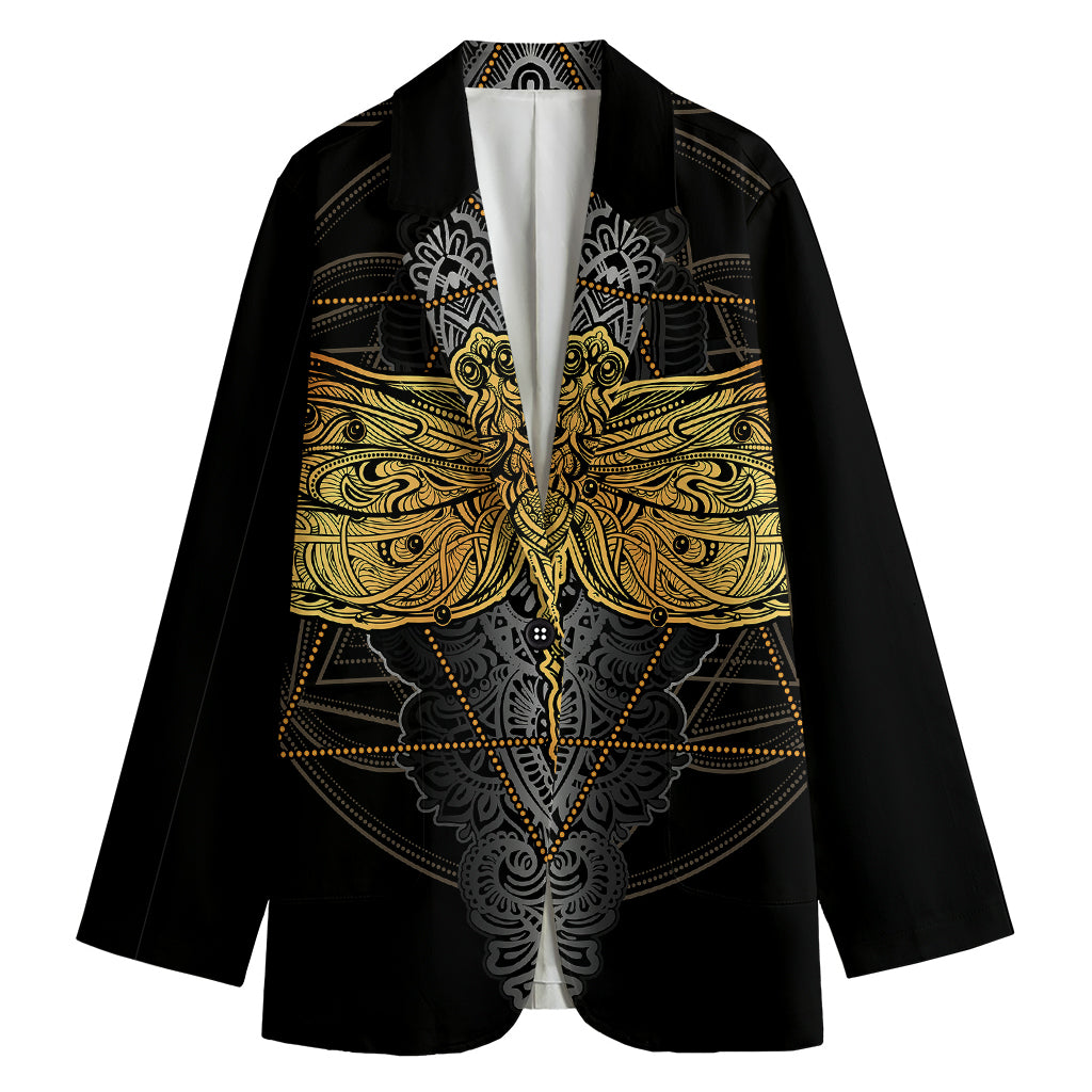 Boho Spiritual Dragonfly Print Women's Blazer