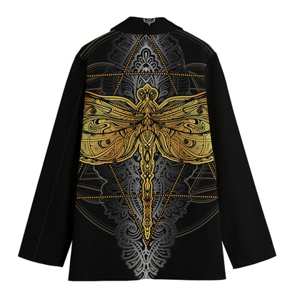 Boho Spiritual Dragonfly Print Women's Blazer
